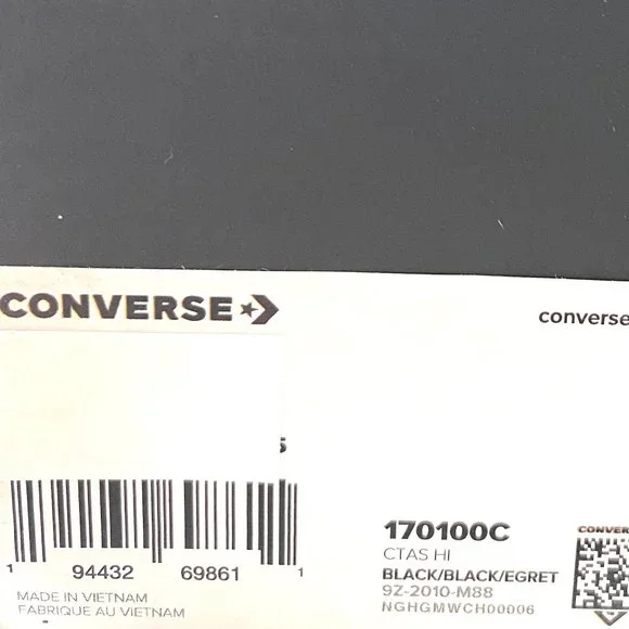 Converse 170100C Men's Sneaker OrthoLite Chuck Taylor AS High Top Leather Black - Picture 8 of 9